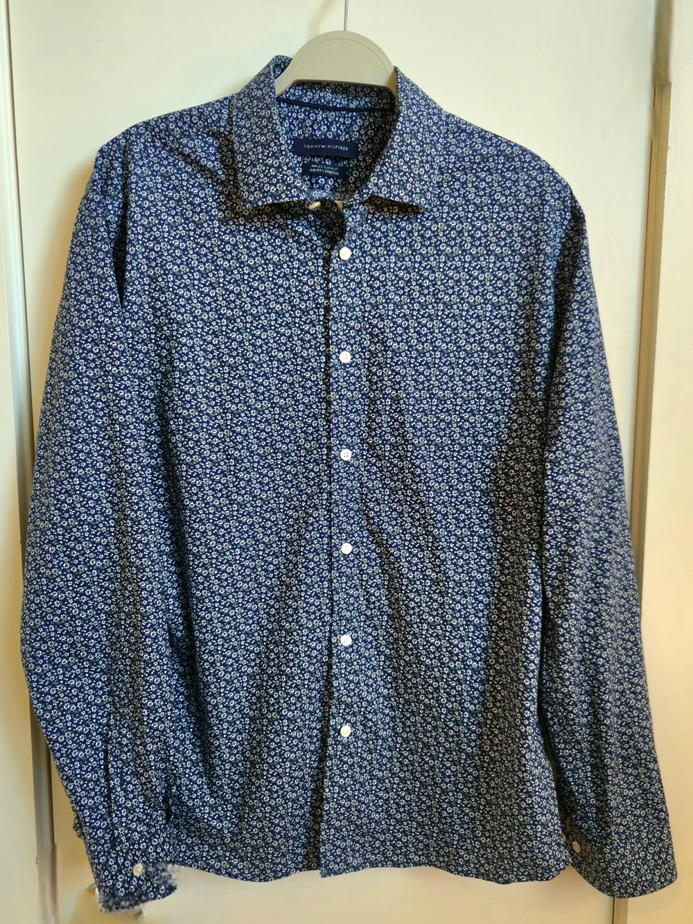 Tommy Hilfiger Slim Fit Navy Micro Floral Button-Down Shirt
